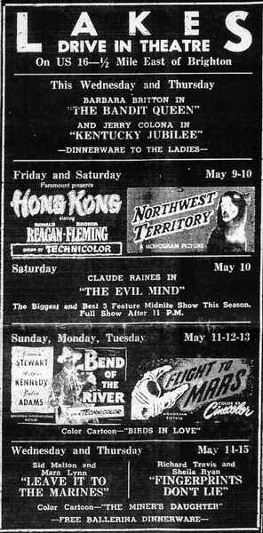 Lakes Drive-In Theatre - Old Ad